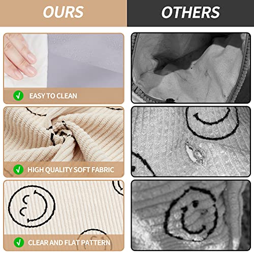 WLLWOO Makeup Bag-2pcs Smile Face Corduroy Cosmetic Bag Zipper Interior Waterproof Pencil Case Coin Purse Travel Toiletry Small Makeup Pouch For Women