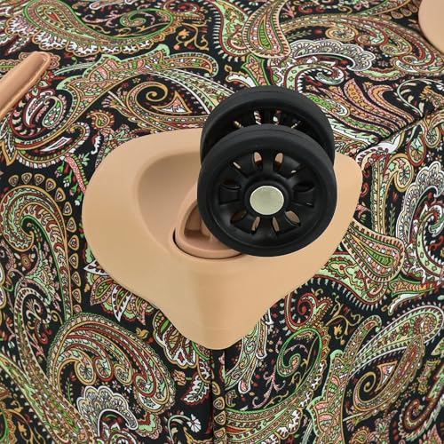 London Fog Mayfair 20 Inch Expandable Spinner Carry on Softside Suitcase, Black Sand Paisley