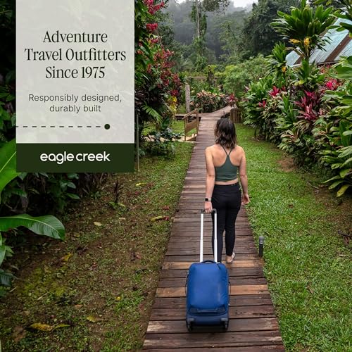 Eagle Creek Expanse 2-Wheel International Carry On Luggage - Efficient Packing Capacity for Strict Baggage Requirements - Heavy Duty Wheels - Telescoping Handle - Pilot Blue - 21.5